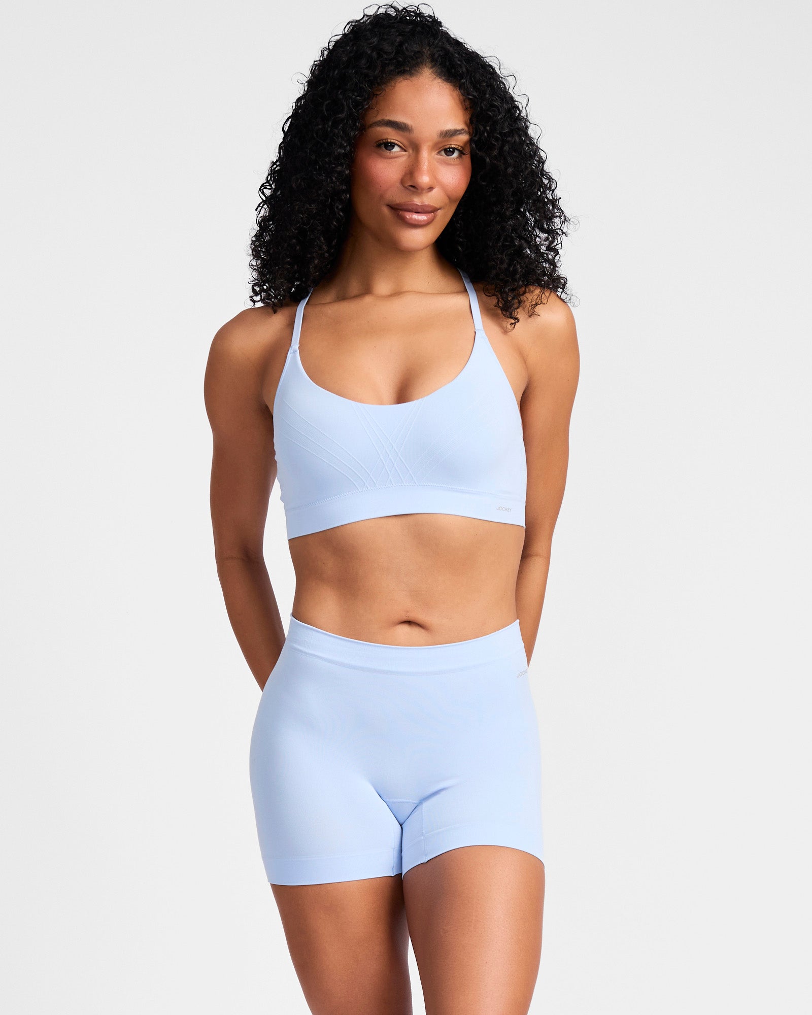 Woman in pale blue Jockey Skimmies first layers