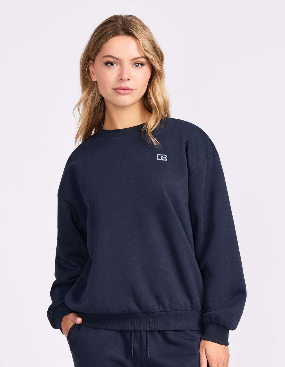 Michigan Navy R Logo Fleece Women's Crew