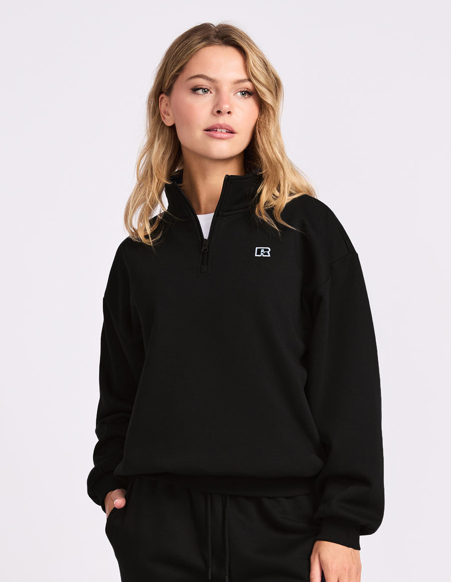 R Logo Women’s Quarter Zip in Black